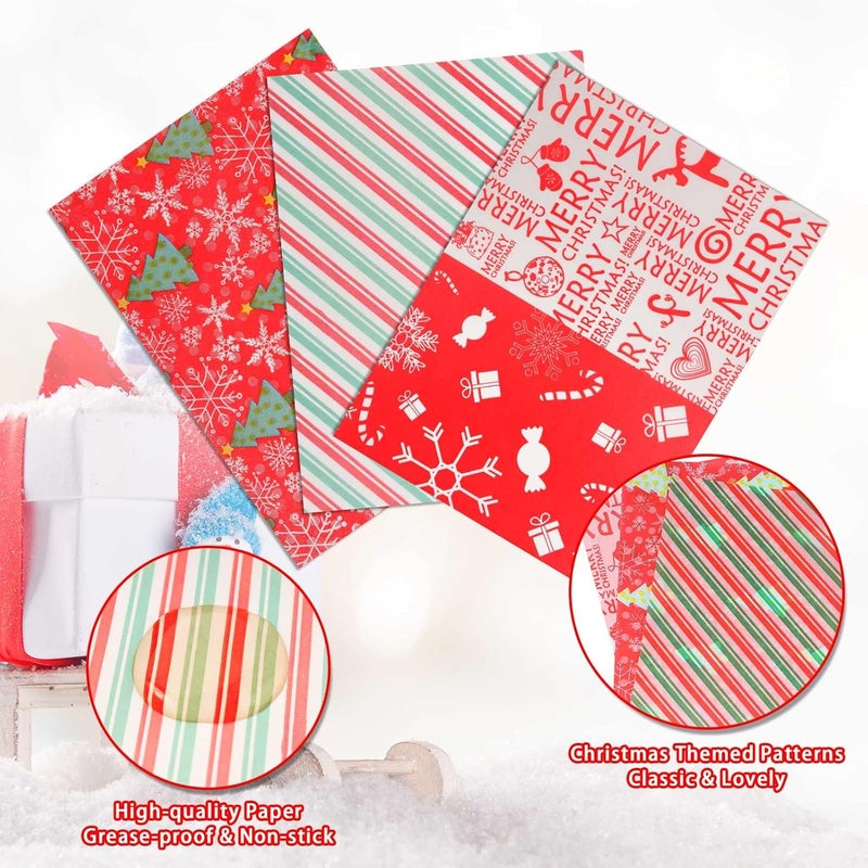 YBB 1200 Pcs Christmas Candy Wrappers for Caramel, Greaseproof Candy Wax Twisting Papers Wrappers for Christmas Party Goodies Candy Chocolate Sweets - Image 3